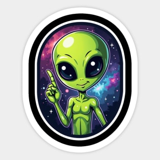 Cosmic Command: The Pointing Alien Sticker
